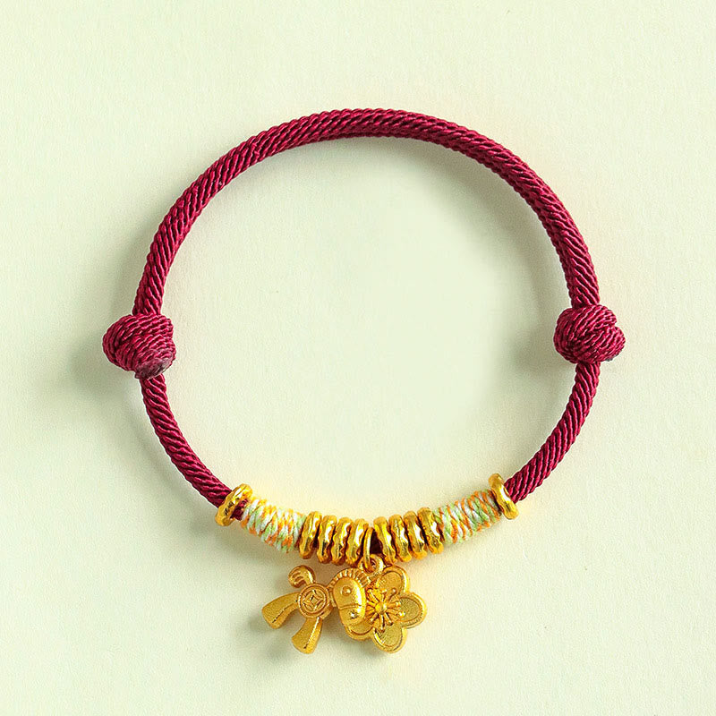 Fortune Jewel Year Of The Horse Flower Charm Red String Connection Handmade Bracelet - Fortune Jewel