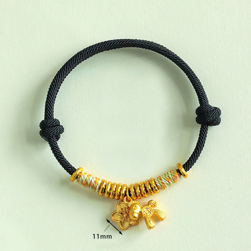 Fortune Jewel Year Of The Horse Flower Charm Red String Connection Handmade Bracelet - Fortune Jewel
