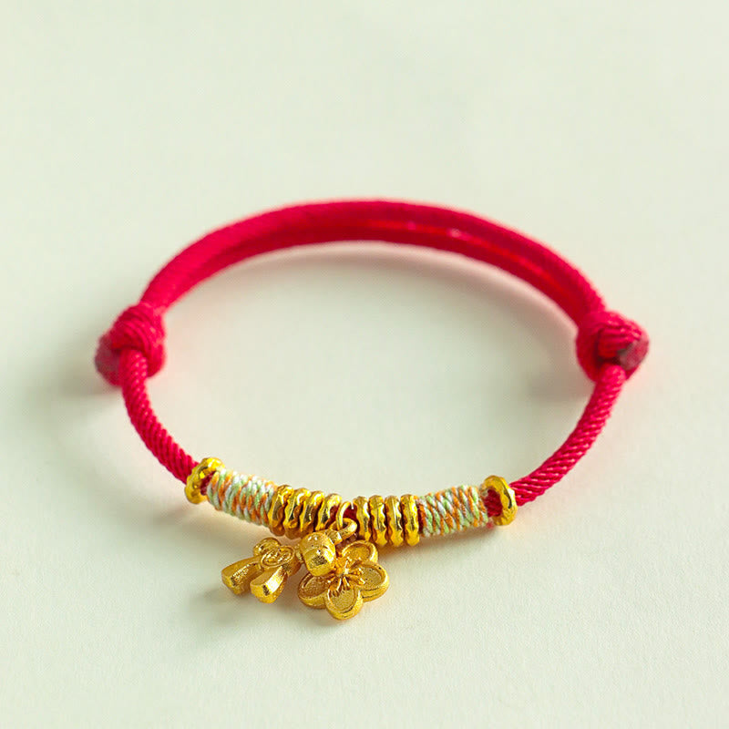 Fortune Jewel Year Of The Horse Flower Charm Red String Connection Handmade Bracelet - Fortune Jewel