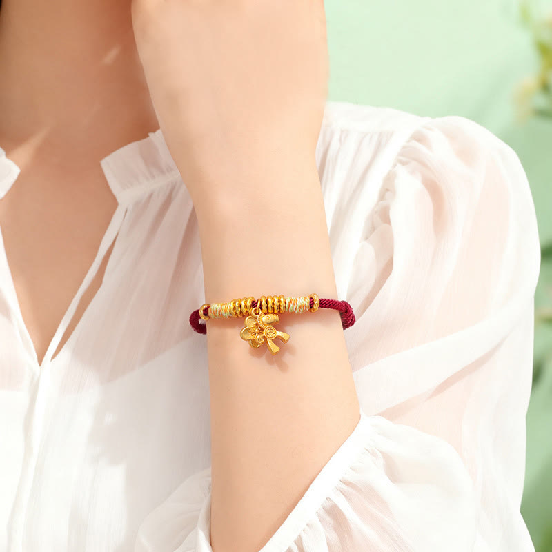 Fortune Jewel Year Of The Horse Flower Charm Red String Connection Handmade Bracelet - Fortune Jewel
