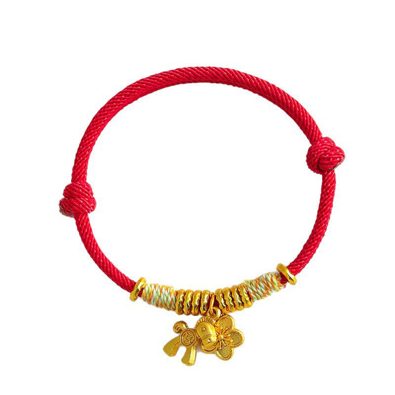 Fortune Jewel Year Of The Horse Flower Charm Red String Connection Handmade Bracelet - Fortune Jewel