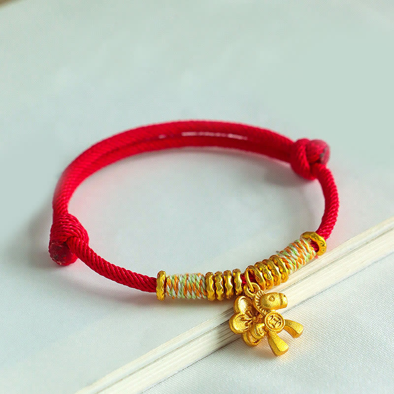 Fortune Jewel Year Of The Horse Flower Charm Red String Connection Handmade Bracelet - Fortune Jewel