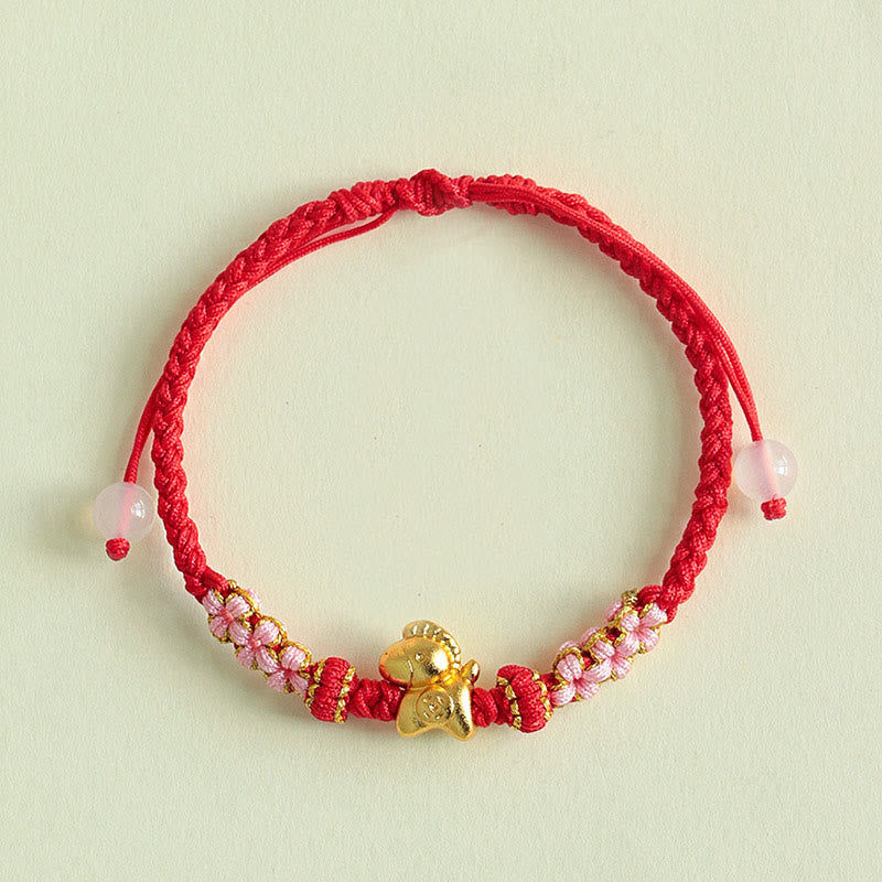 Fortune Jewel Year Of The Horse Multicolored String Peach Blossom Knot Red String Luck Bracelet - Fortune Jewel