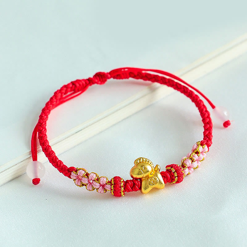 Fortune Jewel Year Of The Horse Multicolored String Peach Blossom Knot Red String Luck Bracelet - Fortune Jewel