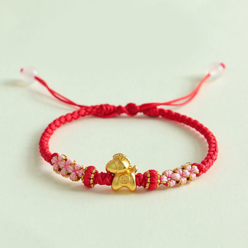 Fortune Jewel Year Of The Horse Multicolored String Peach Blossom Knot Red String Luck Bracelet - Fortune Jewel
