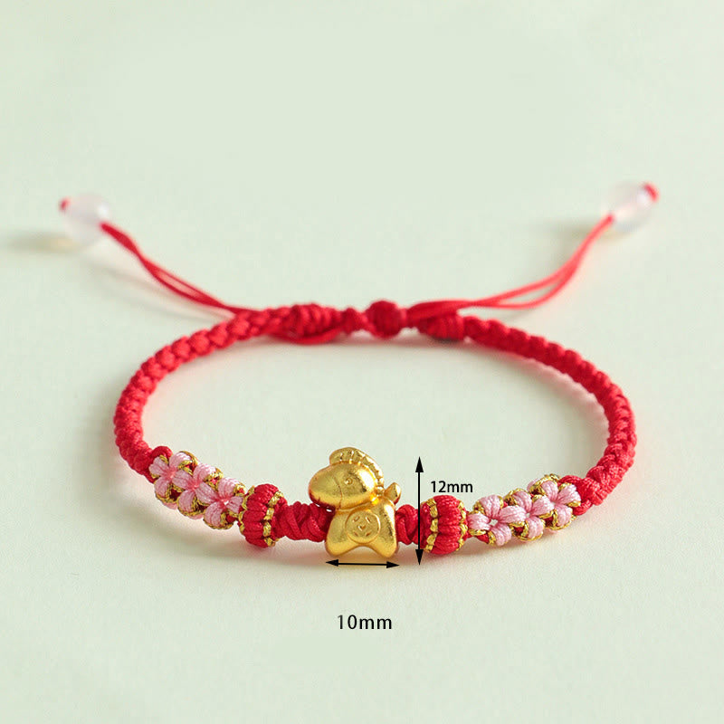 Fortune Jewel Year Of The Horse Multicolored String Peach Blossom Knot Red String Luck Bracelet - Fortune Jewel