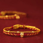 Fortune Jewel 999 Gold Beads Year Of The Horse Double Wrap Golden Red String Luck Bracelet - Fortune Jewel