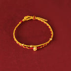 Fortune Jewel 999 Gold Beads Year Of The Horse Double Wrap Golden Red String Luck Bracelet - Fortune Jewel