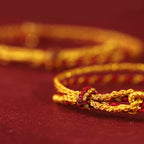 Fortune Jewel 999 Gold Beads Year Of The Horse Double Wrap Golden Red String Luck Bracelet - Fortune Jewel