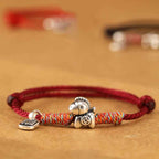 Fortune Jewel 999 Sterling Silver Year Of The Horse Fu Character Charm String Braided Luck Bracelet