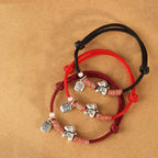 Fortune Jewel 999 Sterling Silver Year Of The Horse Fu Character Charm String Braided Luck Bracelet