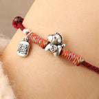 Fortune Jewel 999 Sterling Silver Year Of The Horse Fu Character Charm String Braided Luck Bracelet