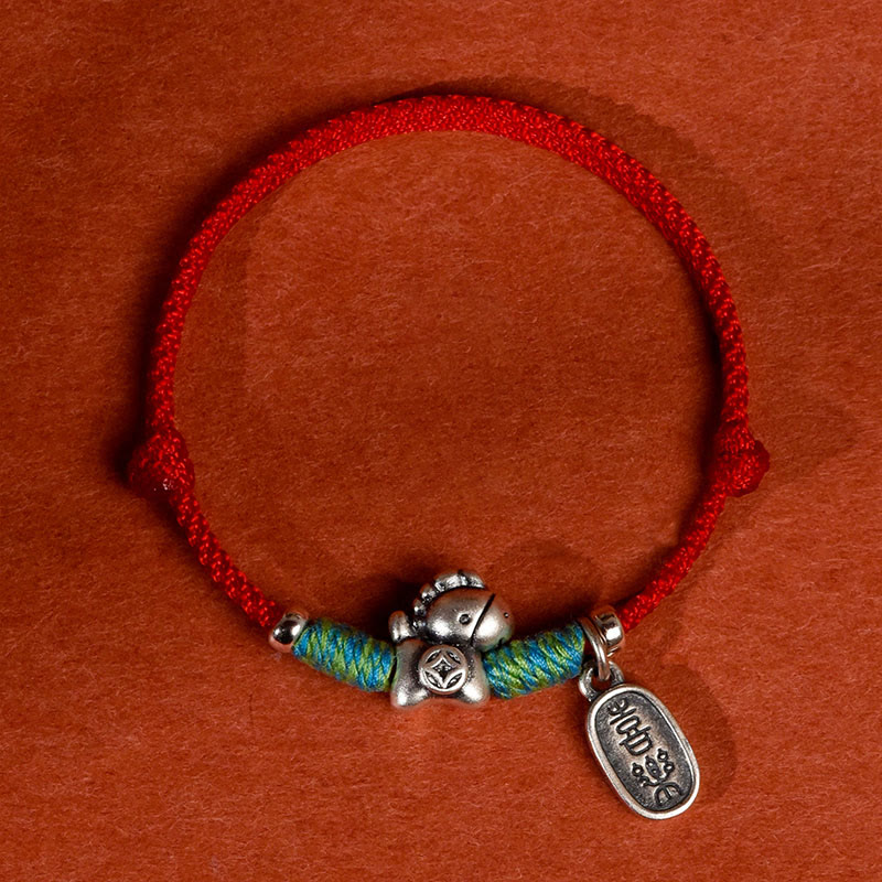 Fortune Jewel 999 Sterling Silver Year Of The Horse 925 Sterling Silver Peace And Joy Charm String Braided Luck Bracelet Anklet - Fortune Jewel