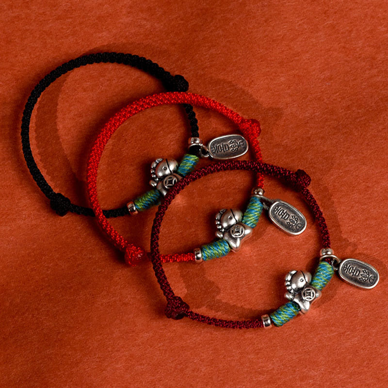 Fortune Jewel 999 Sterling Silver Year Of The Horse 925 Sterling Silver Peace And Joy Charm String Braided Luck Bracelet Anklet - Fortune Jewel