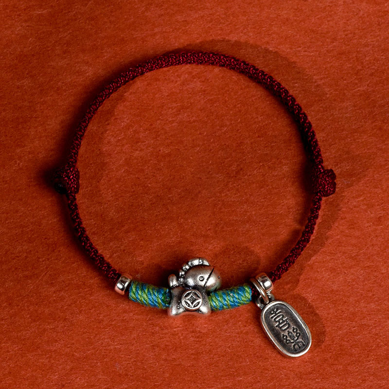 Fortune Jewel 999 Sterling Silver Year Of The Horse 925 Sterling Silver Peace And Joy Charm String Braided Luck Bracelet Anklet - Fortune Jewel