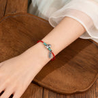 Fortune Jewel 999 Sterling Silver Year Of The Horse 925 Sterling Silver Peace And Joy Charm String Braided Luck Bracelet Anklet - Fortune Jewel