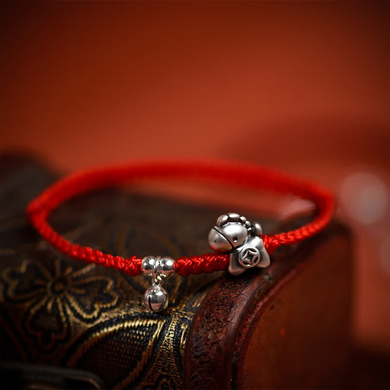 Fortune Jewel 999 Sterling Silver Year Of The Horse 925 Sterling Silver Bell String Luck Child Adult Bracelet Anklet - Fortune Jewel