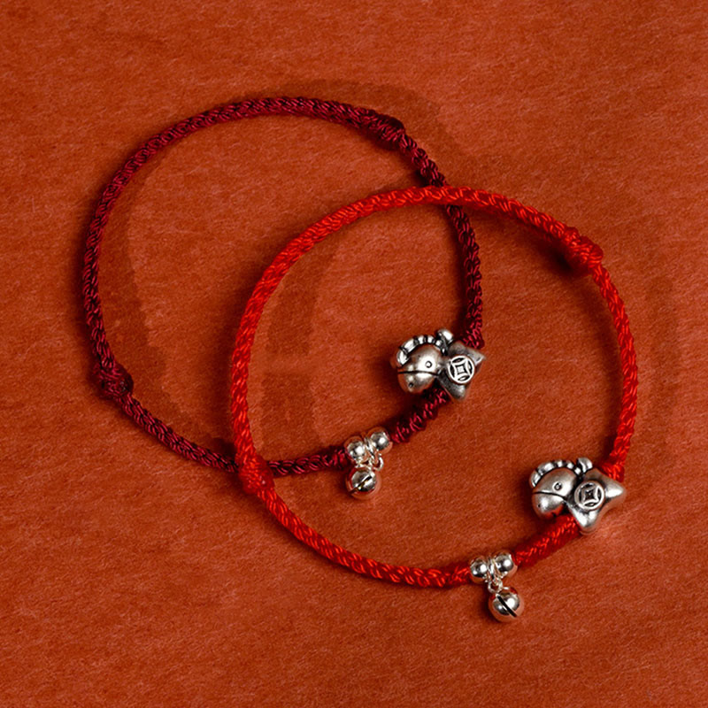 Fortune Jewel 999 Sterling Silver Year Of The Horse 925 Sterling Silver Bell String Luck Child Adult Bracelet Anklet - Fortune Jewel