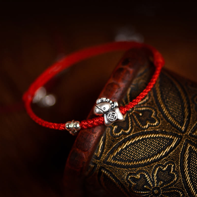 Fortune Jewel 999 Sterling Silver Year Of The Horse 925 Sterling Silver Bell String Luck Child Adult Bracelet Anklet - Fortune Jewel