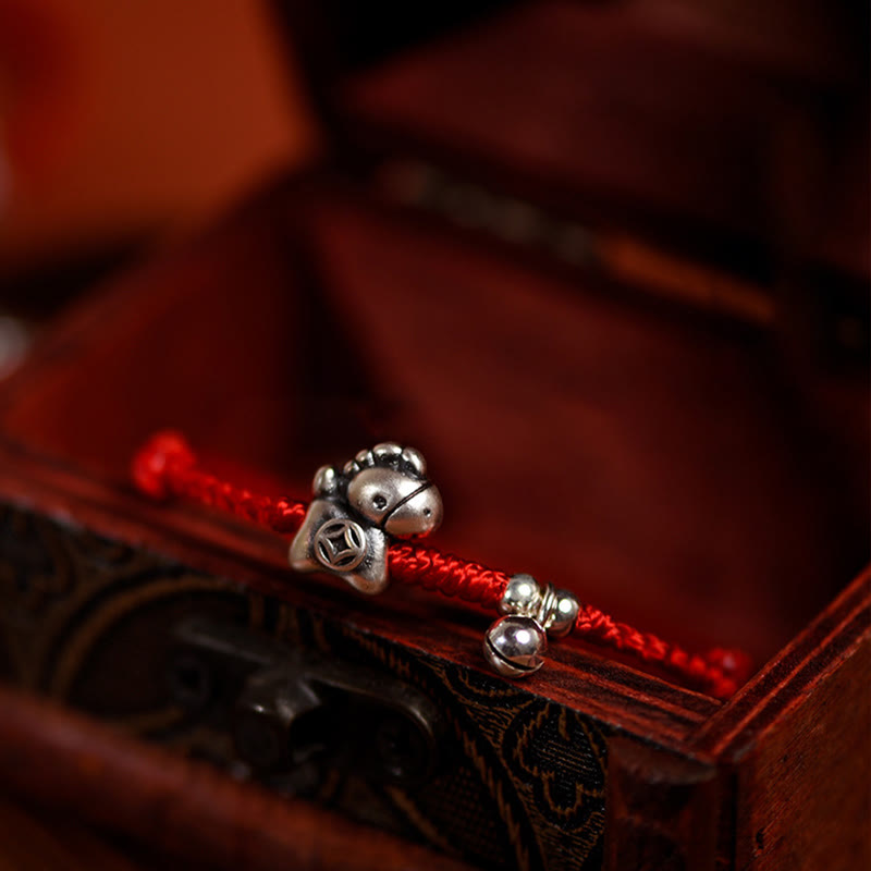 Fortune Jewel 999 Sterling Silver Year Of The Horse 925 Sterling Silver Bell String Luck Child Adult Bracelet Anklet - Fortune Jewel