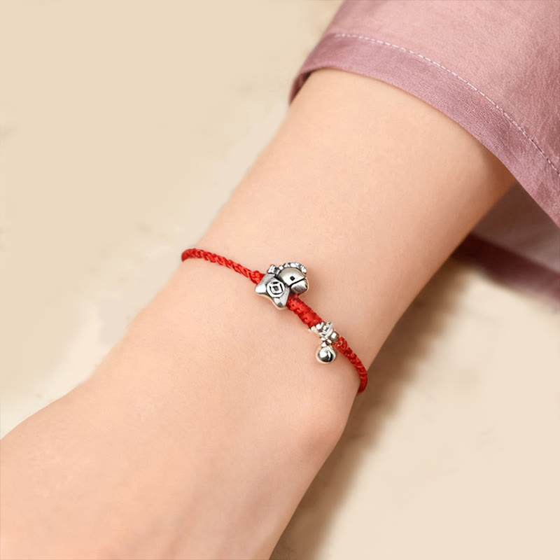 Fortune Jewel 999 Sterling Silver Year Of The Horse 925 Sterling Silver Bell String Luck Child Adult Bracelet Anklet - Fortune Jewel