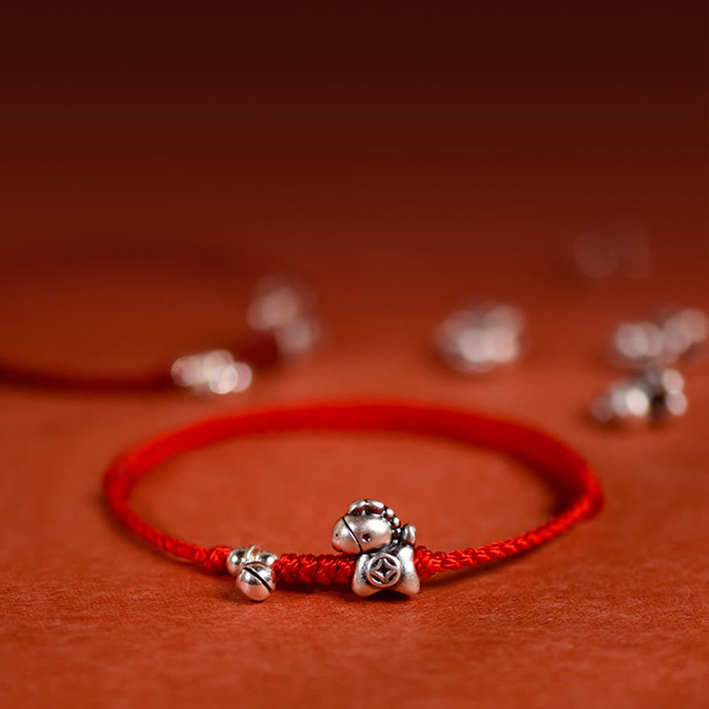 Fortune Jewel 999 Sterling Silver Year Of The Horse 925 Sterling Silver Bell String Luck Child Adult Bracelet Anklet - Fortune Jewel