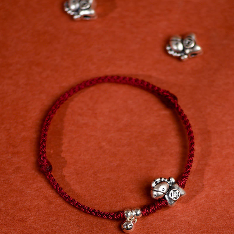 Fortune Jewel 999 Sterling Silver Year Of The Horse 925 Sterling Silver Bell String Luck Child Adult Bracelet Anklet - Fortune Jewel