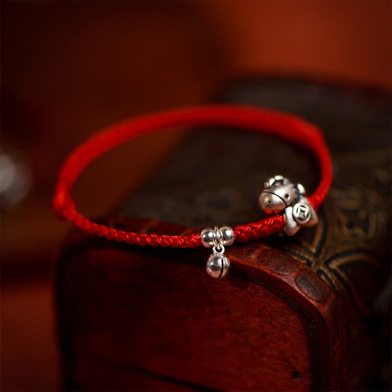 Fortune Jewel 999 Sterling Silver Year Of The Horse 925 Sterling Silver Bell String Luck Child Adult Bracelet Anklet - Fortune Jewel