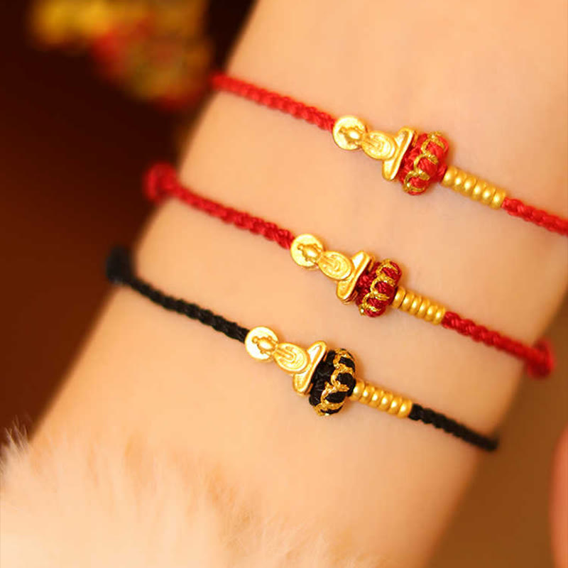 Fortune Jewel Formless Buddha Lotus Knot Red String Protection Braided Bracelet - Fortune Jewel