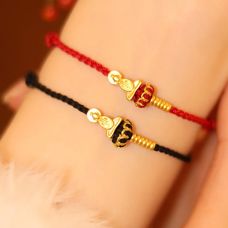 Fortune Jewel Formless Buddha Lotus Knot Red String Protection Braided Bracelet - Fortune Jewel