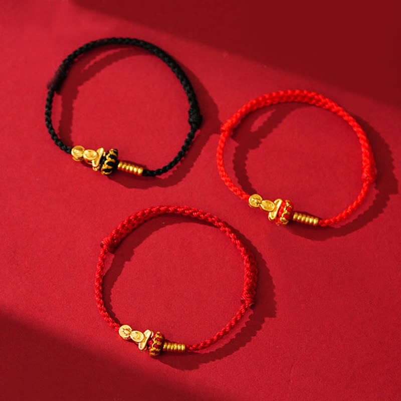 Fortune Jewel Formless Buddha Lotus Knot Red String Protection Braided Bracelet - Fortune Jewel