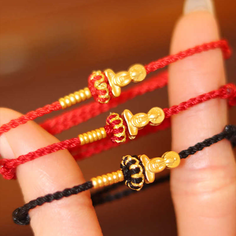 Fortune Jewel Formless Buddha Lotus Knot Red String Protection Braided Bracelet - Fortune Jewel