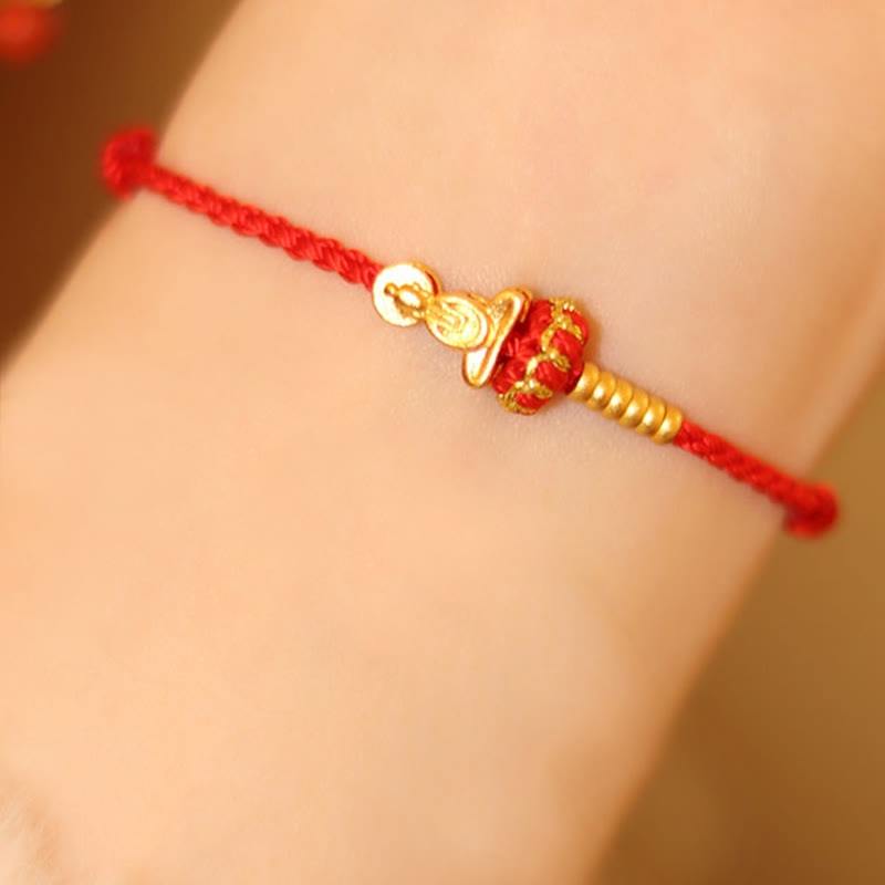 Fortune Jewel Formless Buddha Lotus Knot Red String Protection Braided Bracelet - Fortune Jewel