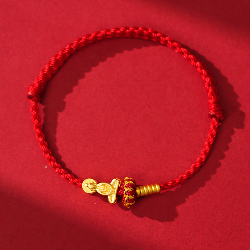 Fortune Jewel Formless Buddha Lotus Knot Red String Protection Braided Bracelet - Fortune Jewel