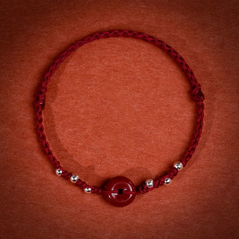 Fortune Jewel Cinnabar Peace Buckle Handmade String Adjustable Blessing Bracelet Anklet - Fortune Jewel