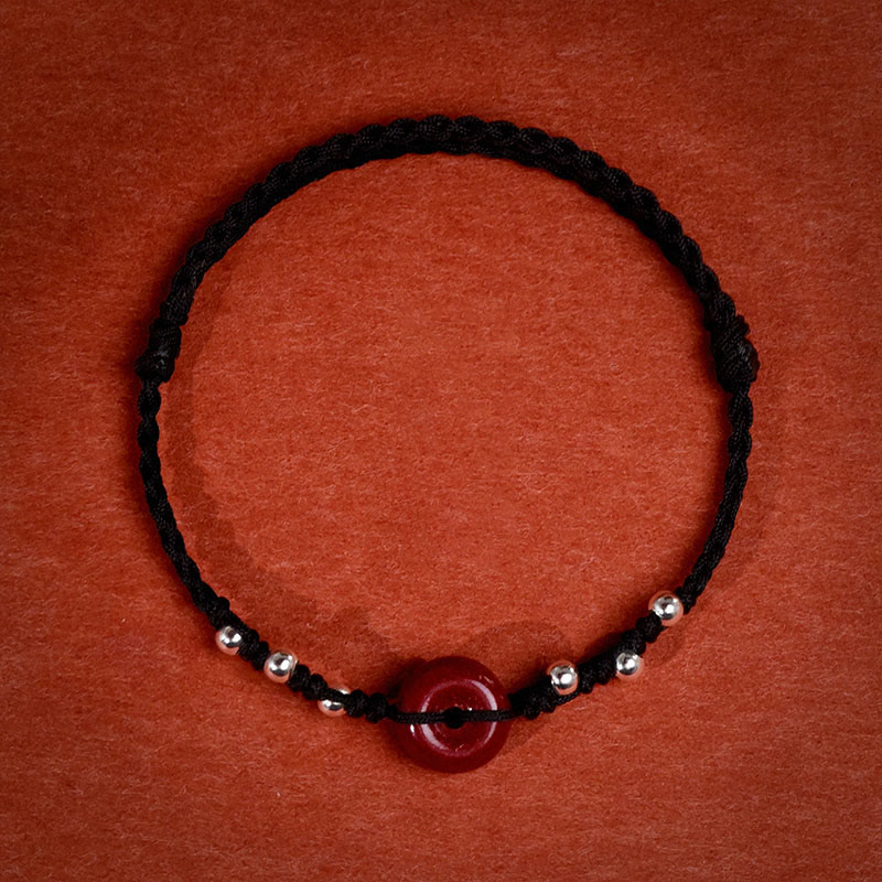 Fortune Jewel Cinnabar Peace Buckle Handmade String Adjustable Blessing Bracelet Anklet - Fortune Jewel