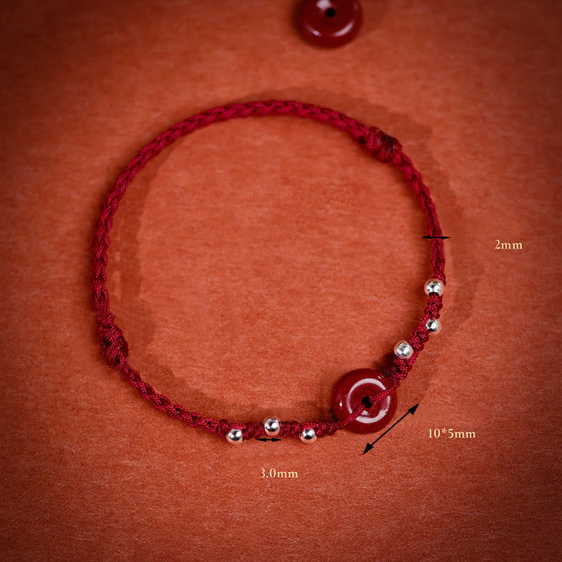 Fortune Jewel Cinnabar Peace Buckle Handmade String Adjustable Blessing Bracelet Anklet - Fortune Jewel