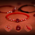 Fortune Jewel Cinnabar Peace Buckle Handmade String Adjustable Blessing Bracelet Anklet - Fortune Jewel