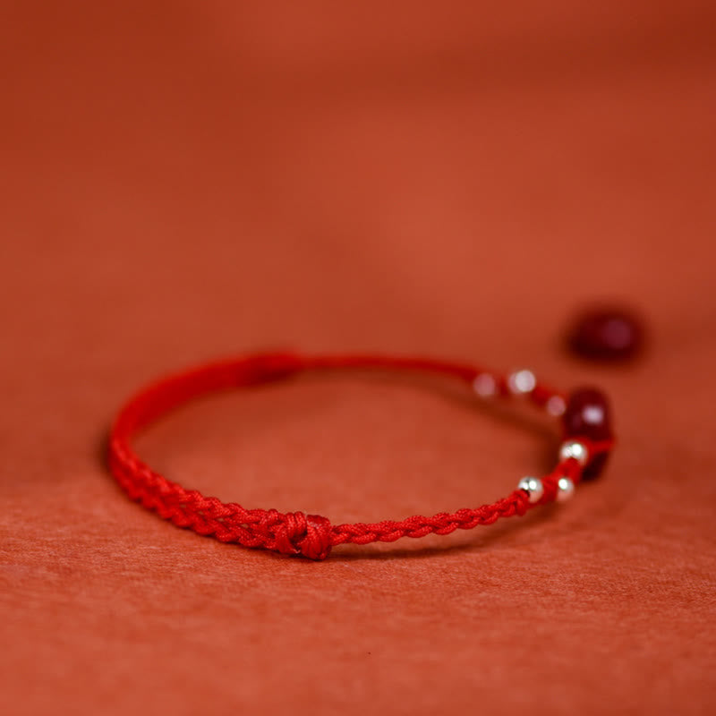 Fortune Jewel Cinnabar Peace Buckle Handmade String Adjustable Blessing Bracelet Anklet - Fortune Jewel