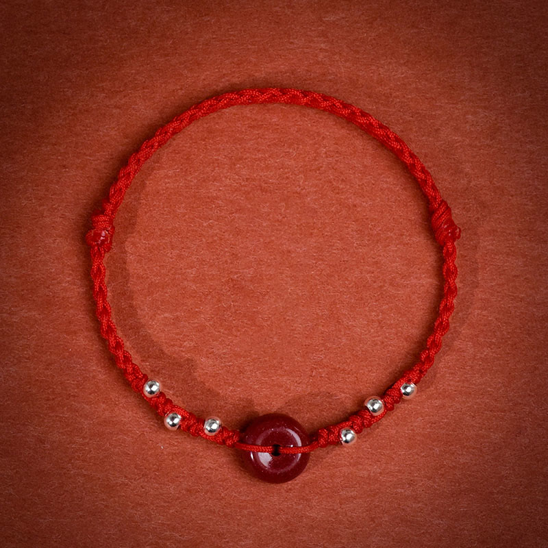 Fortune Jewel Cinnabar Peace Buckle Handmade String Adjustable Blessing Bracelet Anklet - Fortune Jewel