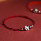 Fortune Jewel 999 Sterling Silver Copper Coin Charm Handmade String Strength Bracelet Anklet - Fortune Jewel