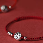 Fortune Jewel 999 Sterling Silver Copper Coin Charm Handmade String Strength Bracelet Anklet - Fortune Jewel