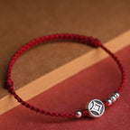 Fortune Jewel 999 Sterling Silver Copper Coin Charm Handmade String Strength Bracelet Anklet - Fortune Jewel
