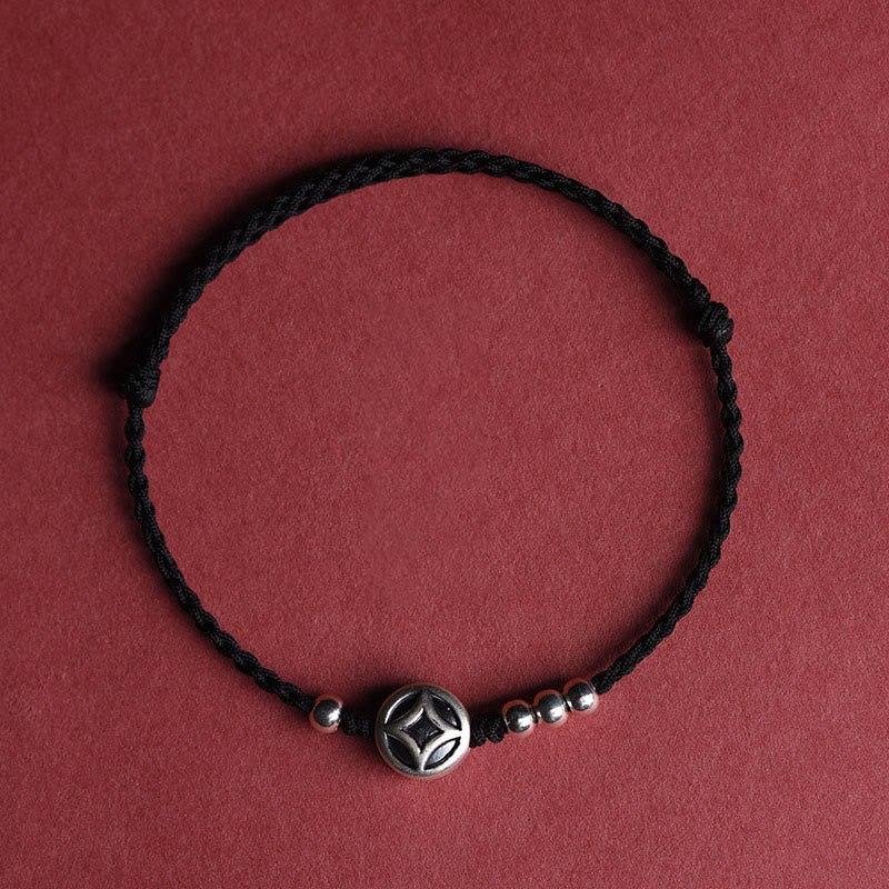 Fortune Jewel 999 Sterling Silver Copper Coin Charm Handmade String Strength Bracelet Anklet - Fortune Jewel