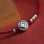 Fortune Jewel 999 Sterling Silver Copper Coin Charm Handmade String Strength Bracelet Anklet - Fortune Jewel