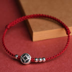 Fortune Jewel 999 Sterling Silver Copper Coin Charm Handmade String Strength Bracelet Anklet - Fortune Jewel