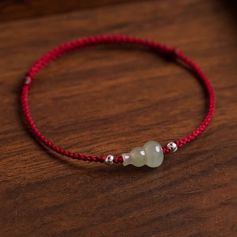 Fortune Jewel Gourd Hetian Jade Red String Prosperity Bracelet Anklet - Fortune Jewel