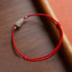 Fortune Jewel Gourd Hetian Jade Red String Prosperity Bracelet Anklet - Fortune Jewel