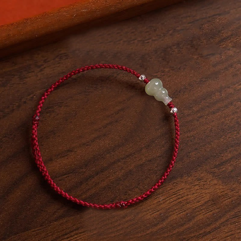 Fortune Jewel Gourd Hetian Jade Red String Prosperity Bracelet Anklet - Fortune Jewel