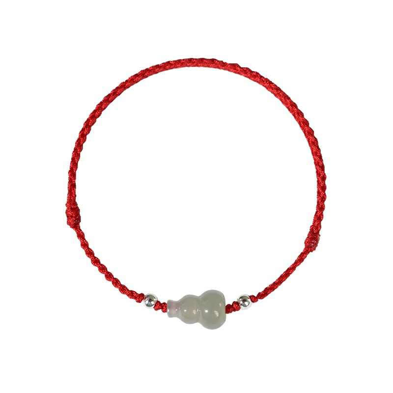 Fortune Jewel Gourd Hetian Jade Red String Prosperity Bracelet Anklet - Fortune Jewel